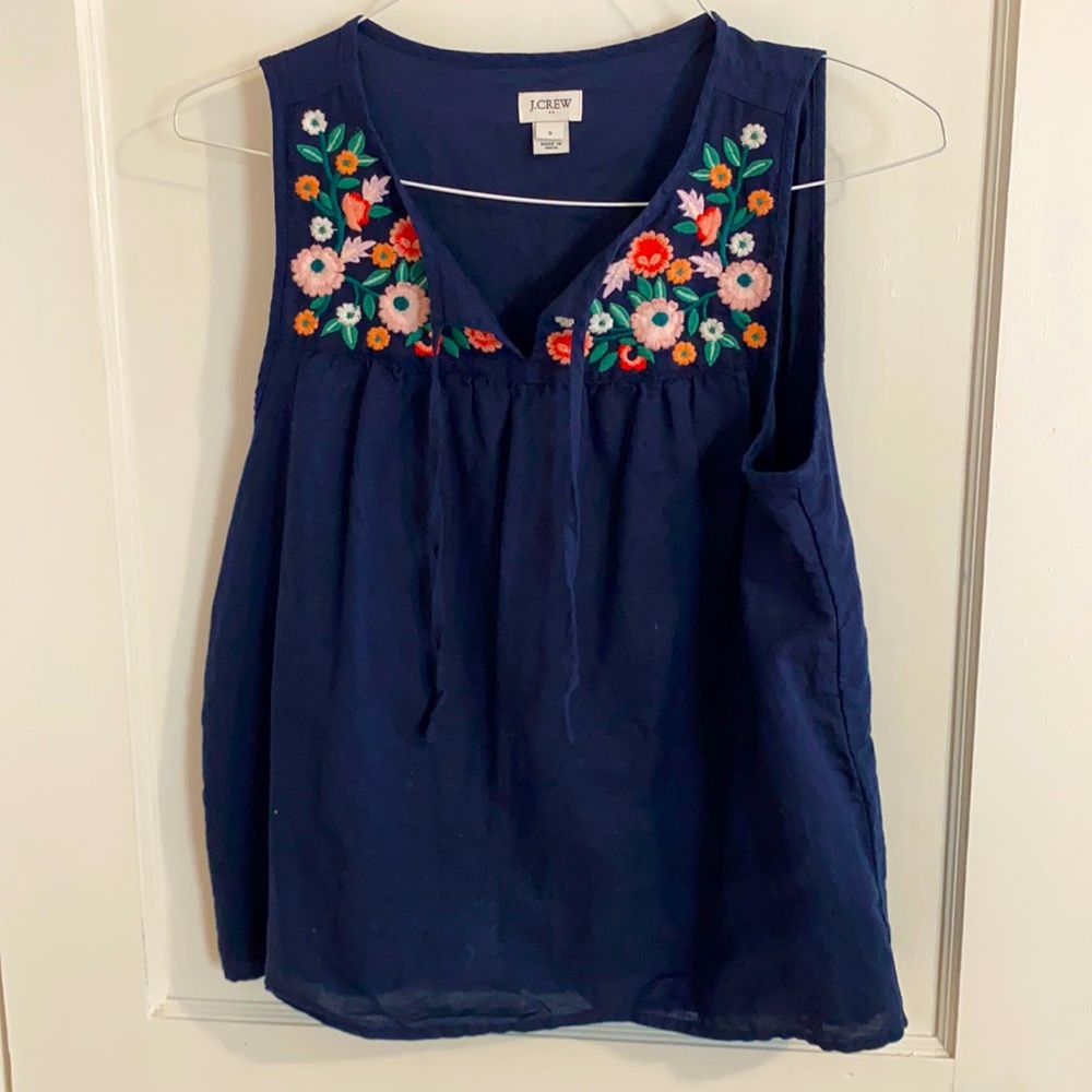 J Crew floral linen tank
